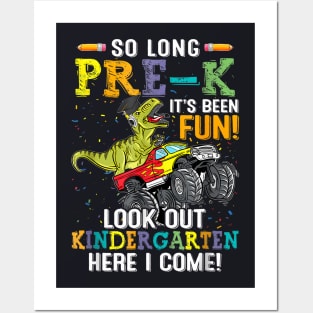 So Long Pre K Kindergarten Here I Come Dinosaur Graduation Posters and Art